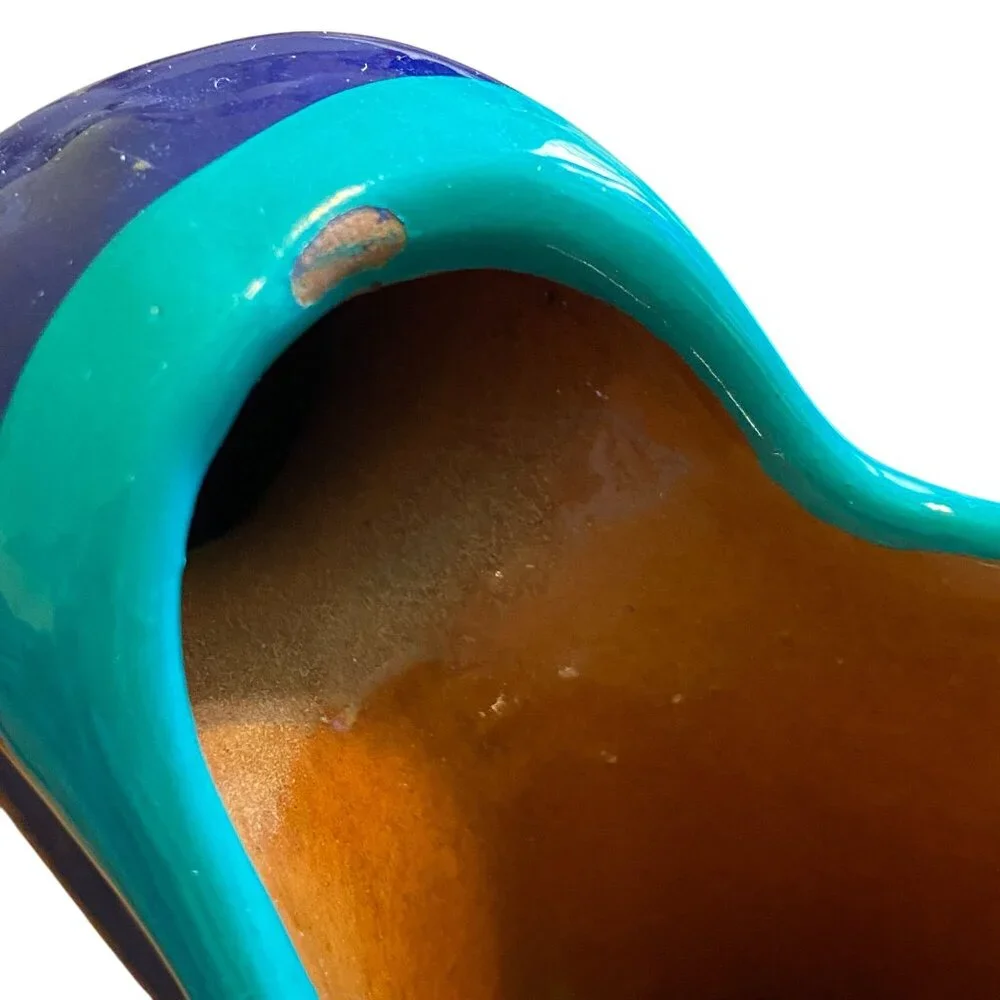 Terracotta hand-painted floral‎ jug bright boho unique clay flowers, Mexican